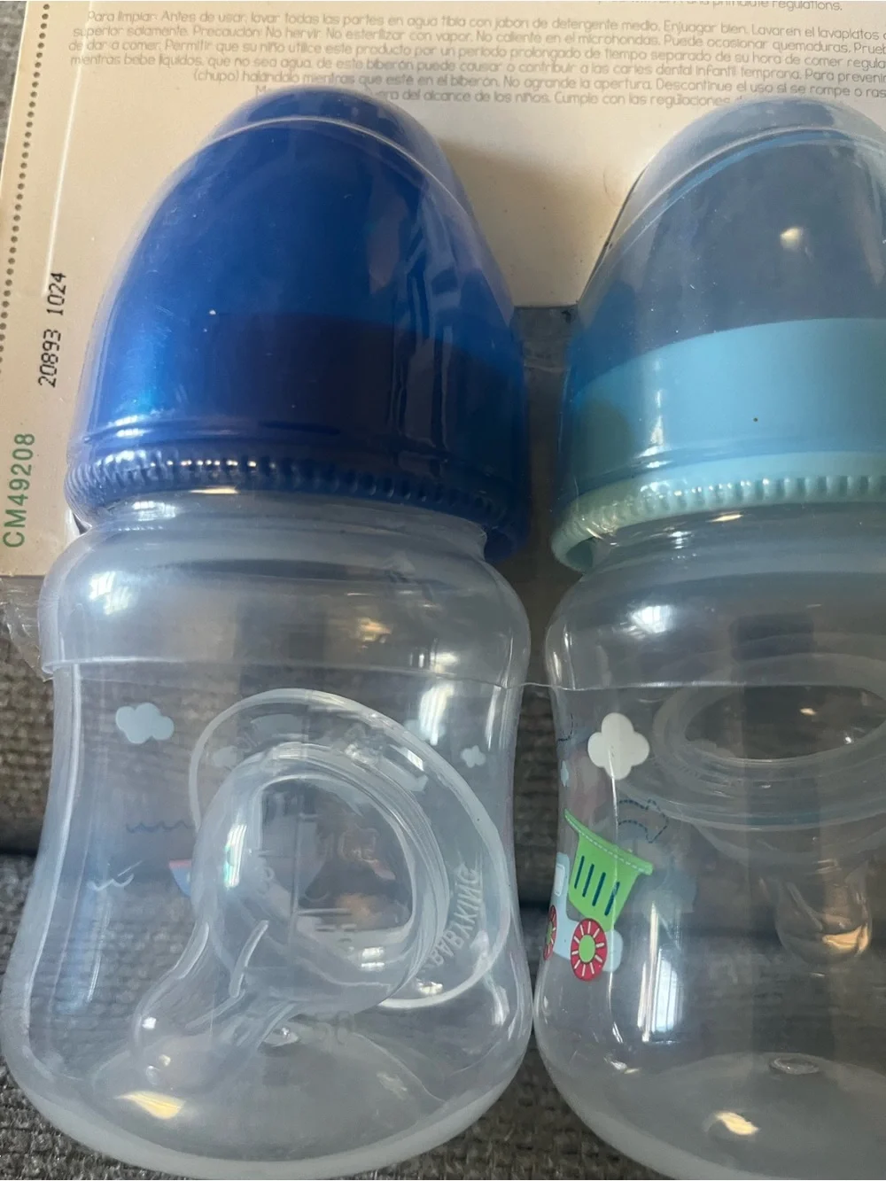 2-Pack Wide-Neck Baby Bottles with Blue Caps